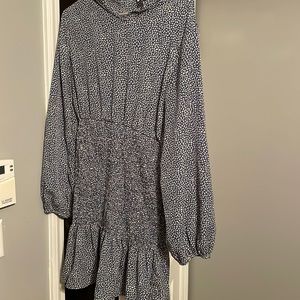 Smocked speckled blue dress
